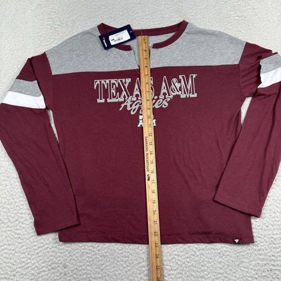 Texas A&M Aggies Shirt Women's M Long Sleeve Split Neck Maroon Color Block NWT - Picture 6 of 7